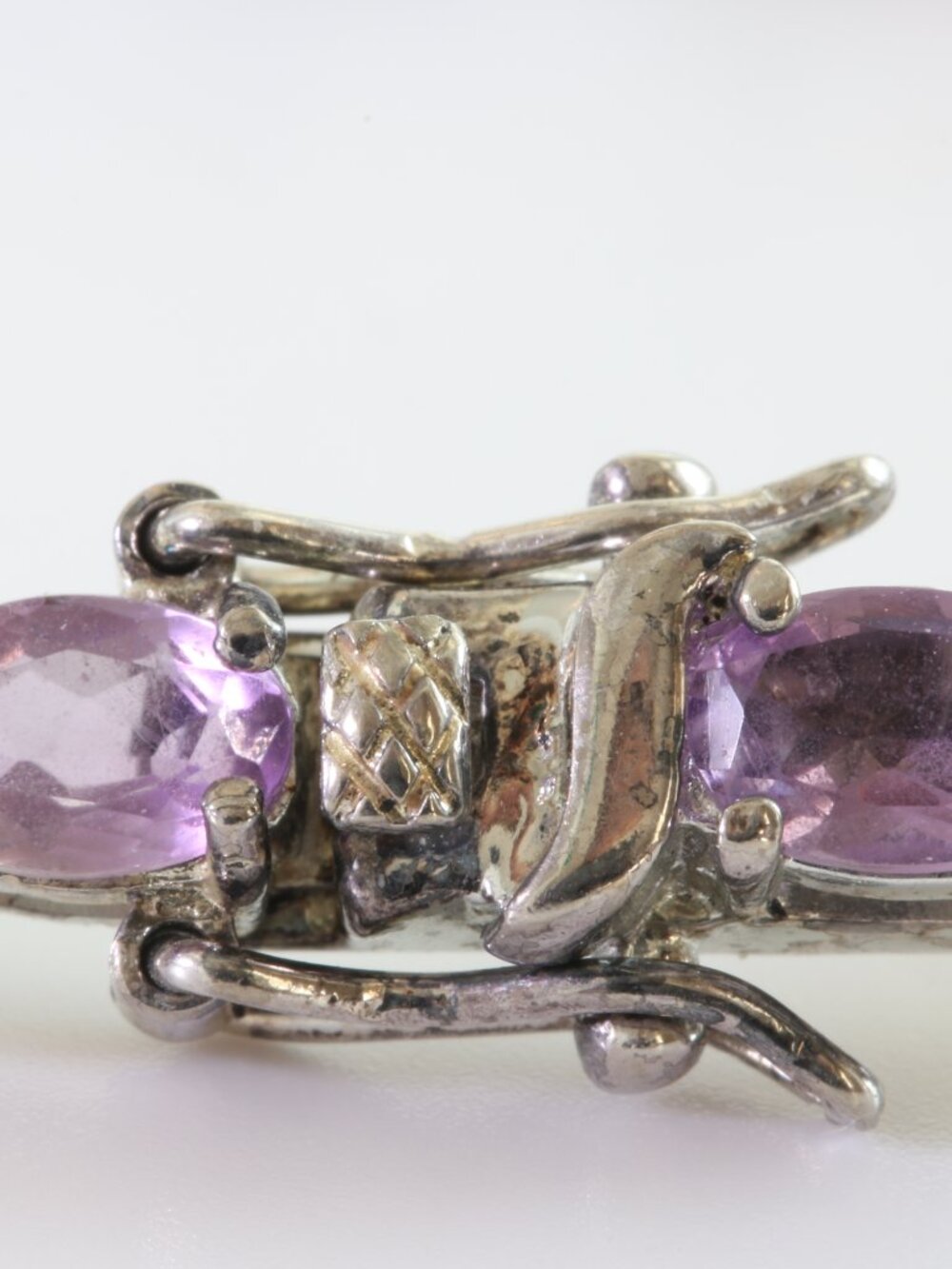 Vintage HAN Thai 925 Sterling Silver Amethyst Tennis Bracelet 7.5" - Picture 16 of 17